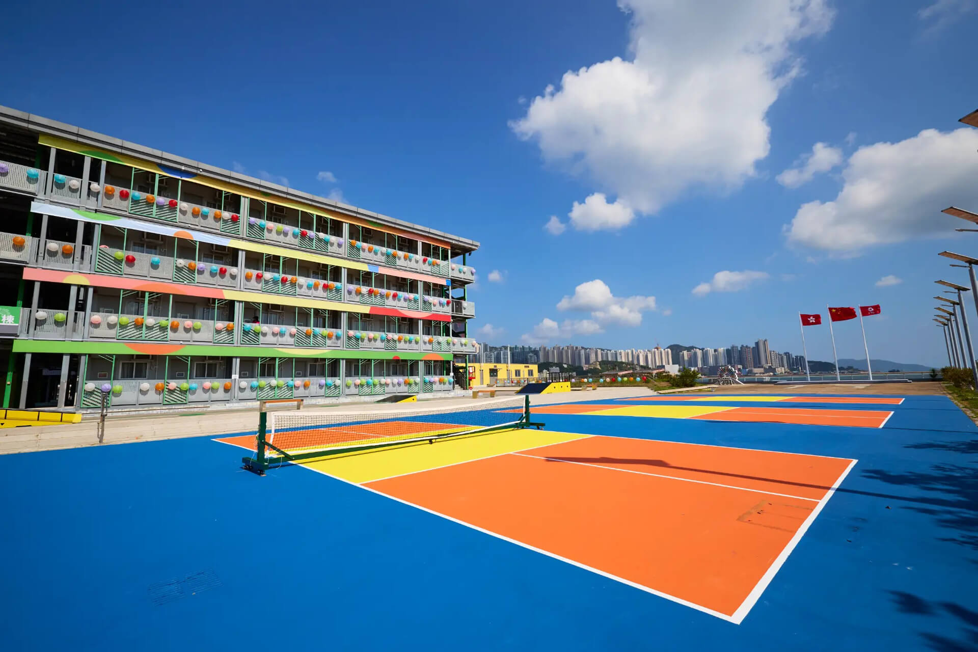 Outdoor Sport Hub with pickleball and basketball courts